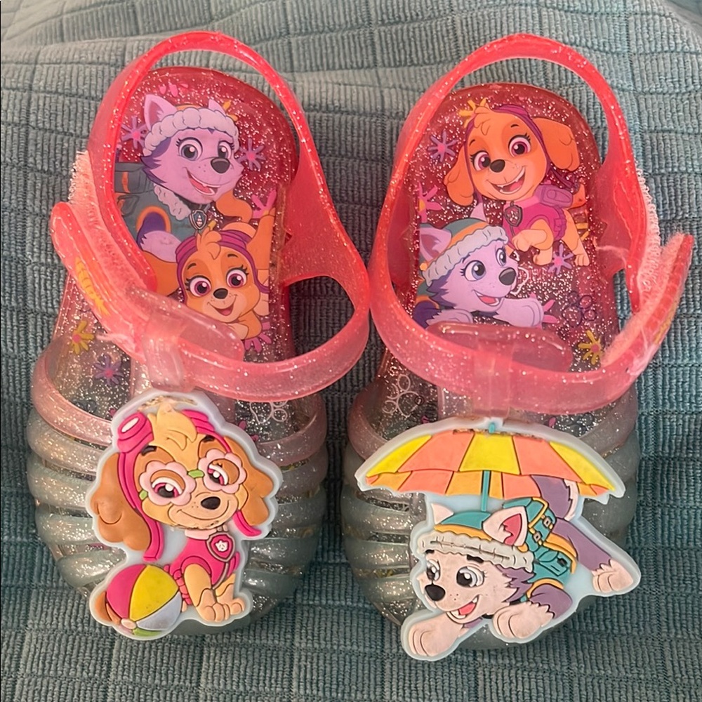 Sparkling Pink and Silver Paw Patrol  Sandals for Everyday Comfort Size 2